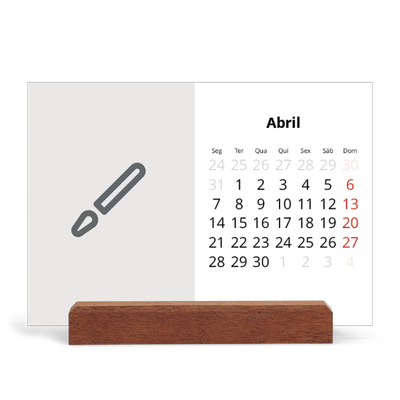 Calendário de mesa com suporte em madeira - horizontal  — Desenhe o seu próprio produto [Abril]