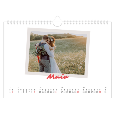 Calendário A4 horizontal — Assinado a carmim [Maio]