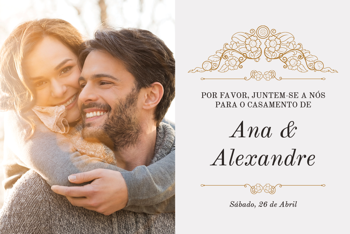 Convites — Clássico branco e dourado