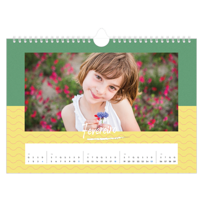 Calendário A4 horizontal — Cor e padrão [Fevereiro]