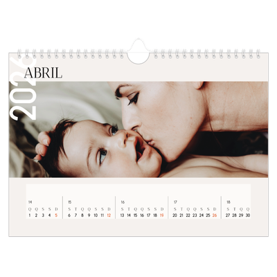 Calendário A4 horizontal — Texto sobreposto [Abril]
