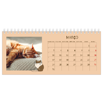 Calendários de mesa — Gatinho brincalhão [Março]