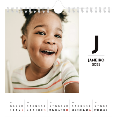 Calendário quadrado — Destaque da letra [Janeiro]