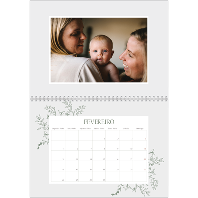 Calendário A4 duplo — Flores desenhadas à mão [Fevereiro]
