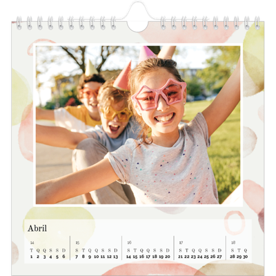 Calendário quadrado — Manchas de aquarela [Abril]