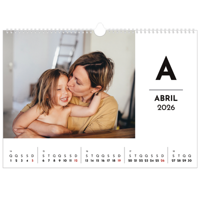 Calendário A3 Horizontal — Destaque da letra [Abril]