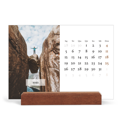 Calendário de mesa com suporte em madeira - horizontal  — Calendário clássico [capa]
