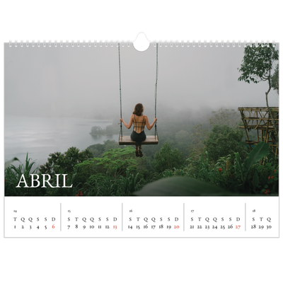 Calendário A3 Horizontal — Serifa simples [Abril]