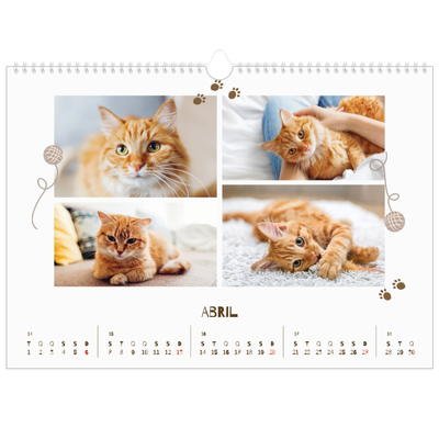 Calendário A3 Horizontal — Gatinho brincalhão [Abril]