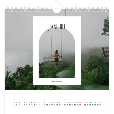 Calendário quadrado — O arco aberto [Janeiro]