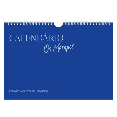 Calendário A4 horizontal — Clássico cobalto [capa]