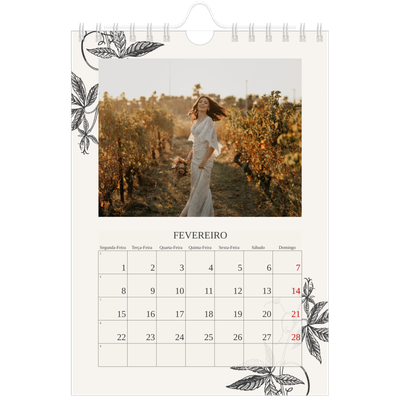 Calendário A5 — Tinta e hera [Fevereiro]
