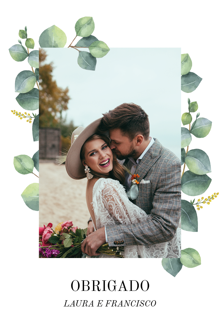 Cartões de agradecimento — Folhagem pintada