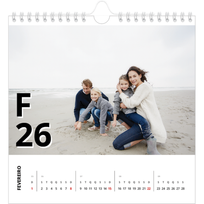 Calendário quadrado — Estilo de carta [Fevereiro]