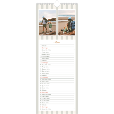 Calendário fino  — Escrita e riscas [Março]