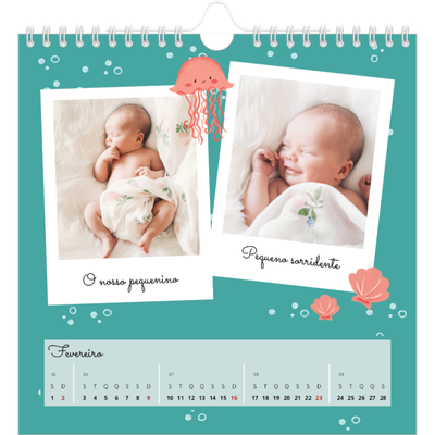 Calendário quadrado — Animais bonitos [Fevereiro]