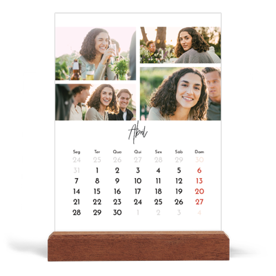 Calendário de mesa com suporte em madeira - vertical  — Arranjos fotográficos [Abril]