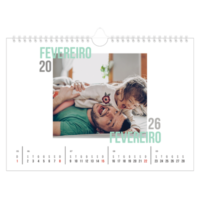 Calendário A4 horizontal — Tipo de casal [Fevereiro]