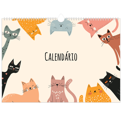 Calendário A3 Horizontal — Patas de gato e rabiscos [capa]