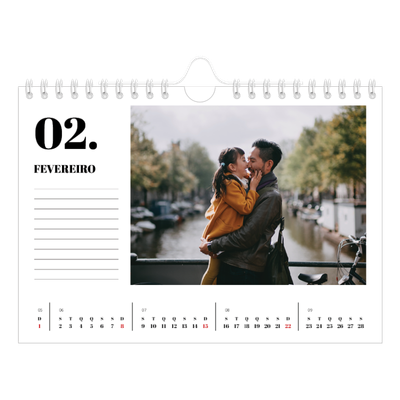 Calendário A5 horizontal — Serif e momentos [Fevereiro]