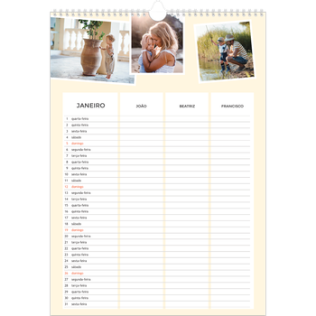 Calendário fotográfico A3 — Planificador moderno - Familia de 3