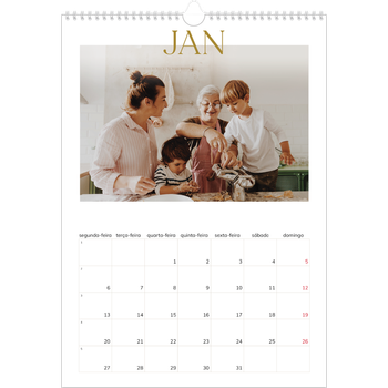 Calendário fotográfico A3 — Texto dourado grande