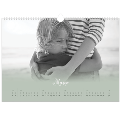 Calendário A3 Horizontal — Verde enevoado [Março]