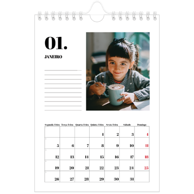 Calendário A5 — Serif e momentos [Janeiro]