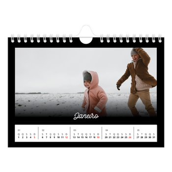 Calendário de Fotografias A5 Paisagem — Preto mínimo