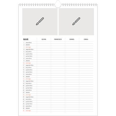 Agenda familiar A3 — Desenhe o seu próprio produto - Família de 4 [Março]