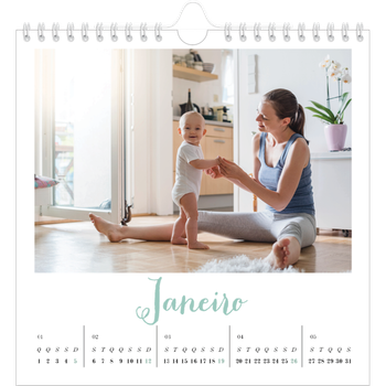 Calendário fotográfico quadrado — Olá mundo