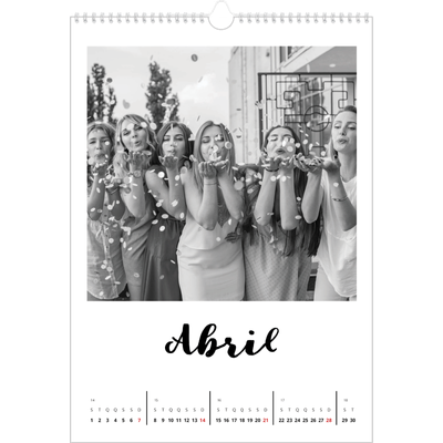 Calendário A3 — Escrito à mão [Abril]