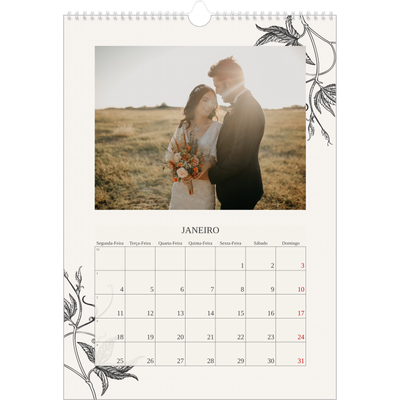 Calendário A3 — Tinta e hera [Janeiro]