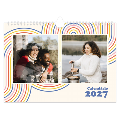 Calendário A4 horizontal — Linhas retro [capa]