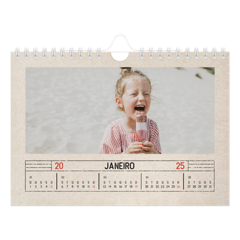 Calendário de Fotografias A5 Paisagem — Efeito de carimbo de artesanato