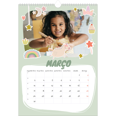Calendário A3 — Unicórnio arco-íris [Março]