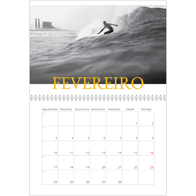 Calendário A4 duplo — Estilo Heritage [Fevereiro]