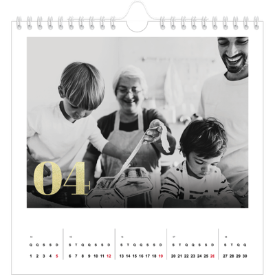 Calendário quadrado — Números grandes com purpurinas [Abril]