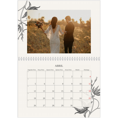 Calendário A4 duplo — Tinta e hera [Abril]