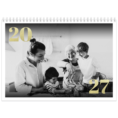 Calendário A4 duplo — Números grandes com purpurinas [capa]