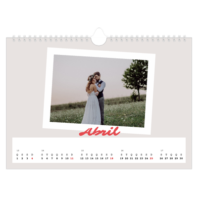 Calendário A4 horizontal — Assinado a carmim [Abril]