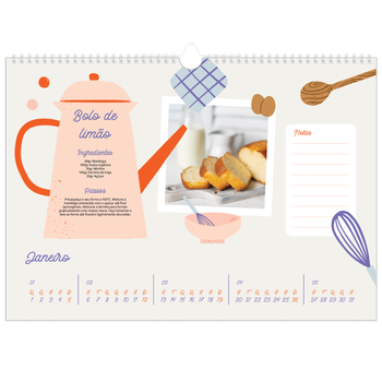 Calendário fotográfico horizontal A3 — Receitas do ano
