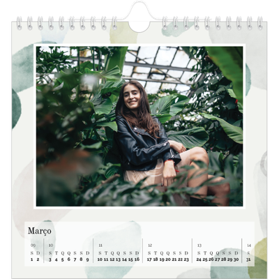 Calendário quadrado — Manchas de aquarela [Março]