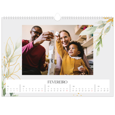 Calendário A3 Horizontal — Salpicos florais [Fevereiro]