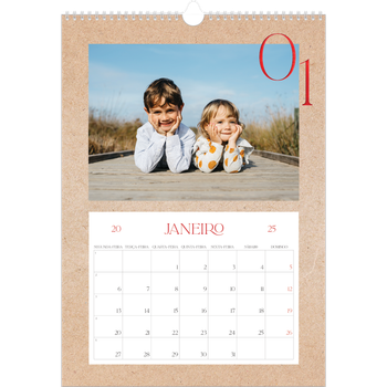 Calendário fotográfico A3 — Toques de vermelho