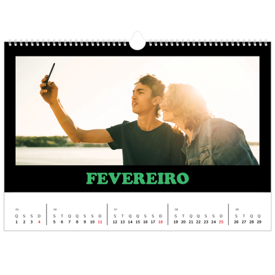 Calendário A3 Horizontal — Tipo divertido [Fevereiro]