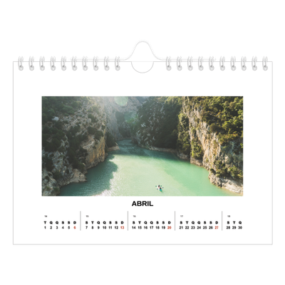 Calendário A5 horizontal — Fotografia simples [Abril]