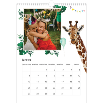Calendário fotográfico A3 — Animais em aguarela