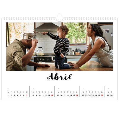 Calendário A3 Horizontal — Escrito à mão [Abril]