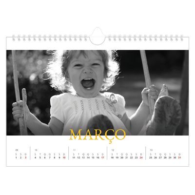 Calendário A4 horizontal — Estilo Heritage [Março]